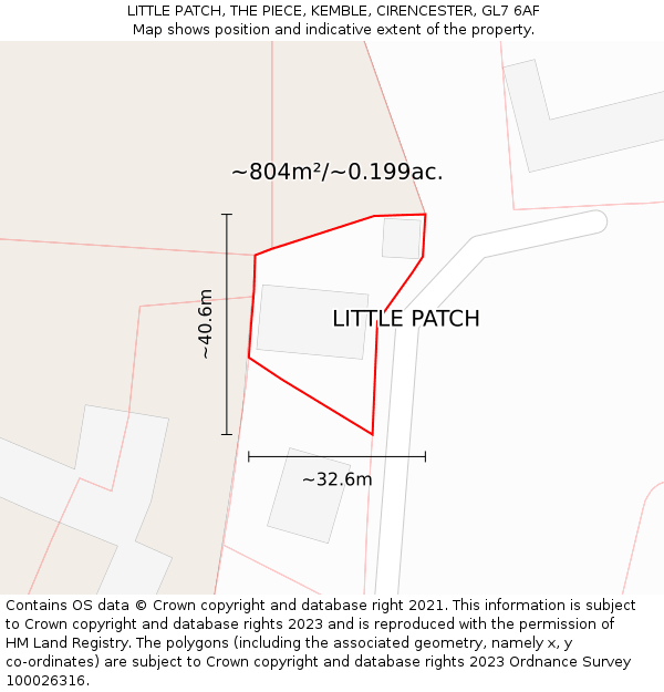 LITTLE PATCH, THE PIECE, KEMBLE, CIRENCESTER, GL7 6AF: Plot and title map