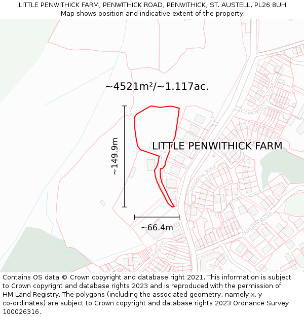 LITTLE PENWITHICK FARM, PENWITHICK ROAD, PENWITHICK, ST. AUSTELL, PL26 8UH: Plot and title map