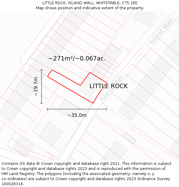 LITTLE ROCK, ISLAND WALL, WHITSTABLE, CT5 1EE: Plot and title map