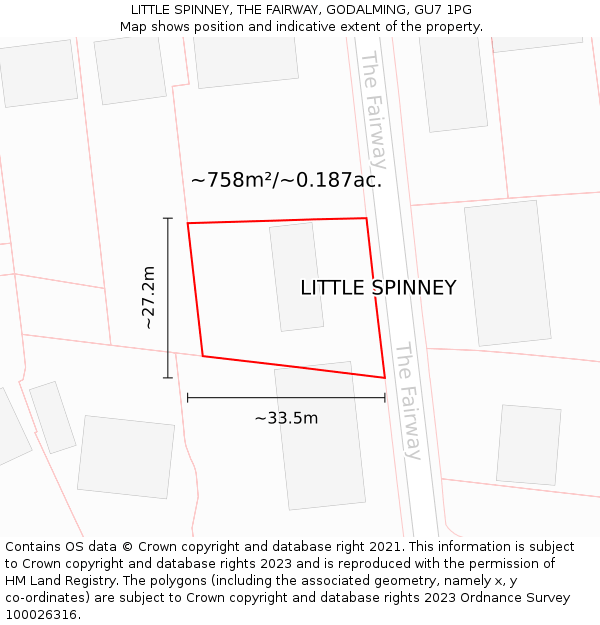 LITTLE SPINNEY, THE FAIRWAY, GODALMING, GU7 1PG: Plot and title map