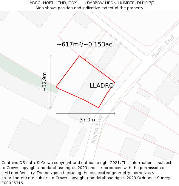 LLADRO, NORTH END, GOXHILL, BARROW-UPON-HUMBER, DN19 7JT: Plot and title map