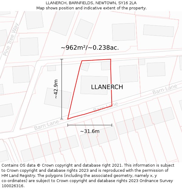 LLANERCH, BARNFIELDS, NEWTOWN, SY16 2LA: Plot and title map