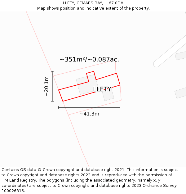 LLETY, CEMAES BAY, LL67 0DA: Plot and title map