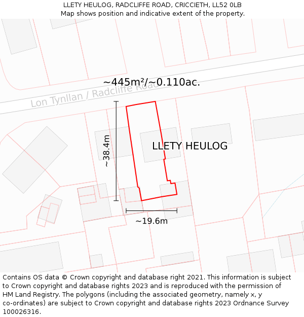 LLETY HEULOG, RADCLIFFE ROAD, CRICCIETH, LL52 0LB: Plot and title map