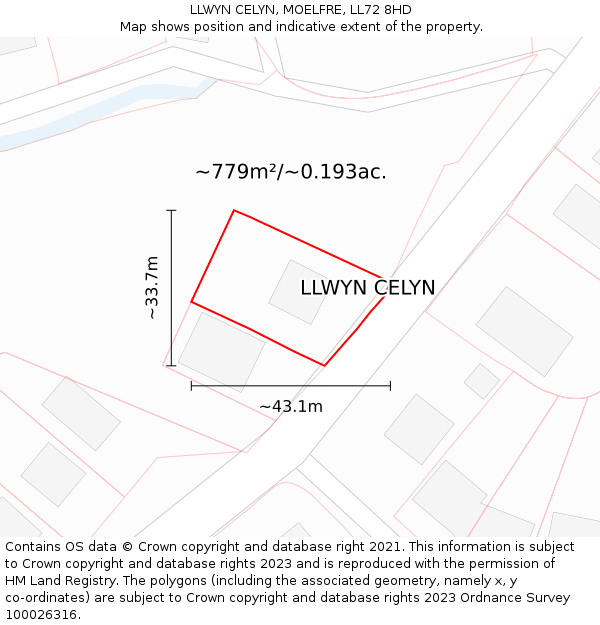 LLWYN CELYN, MOELFRE, LL72 8HD: Plot and title map