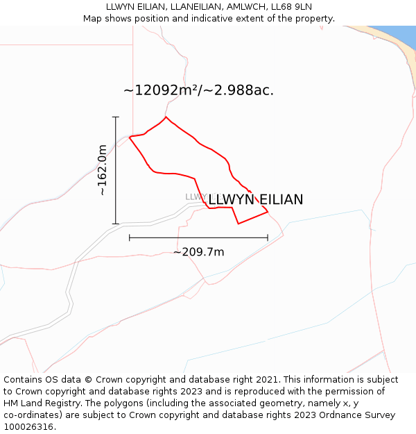 LLWYN EILIAN, LLANEILIAN, AMLWCH, LL68 9LN: Plot and title map