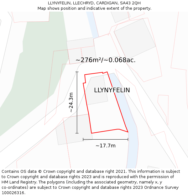 LLYNYFELIN, LLECHRYD, CARDIGAN, SA43 2QH: Plot and title map