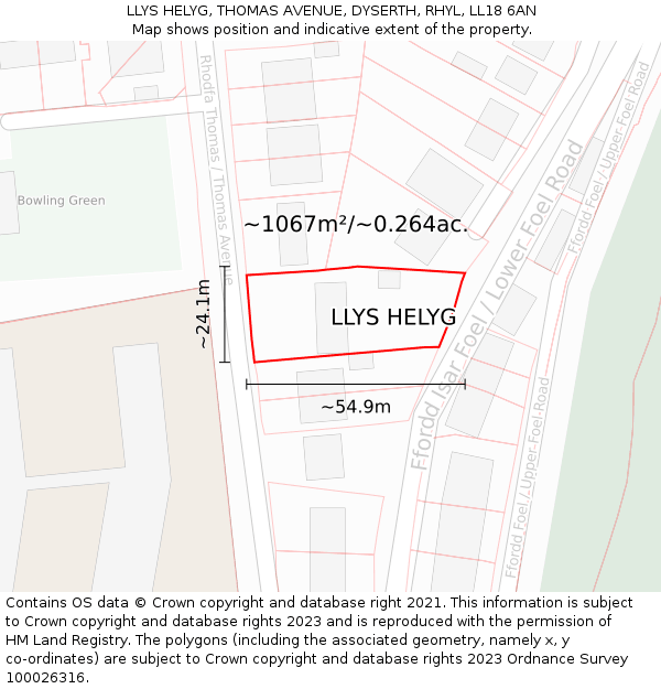 LLYS HELYG, THOMAS AVENUE, DYSERTH, RHYL, LL18 6AN: Plot and title map