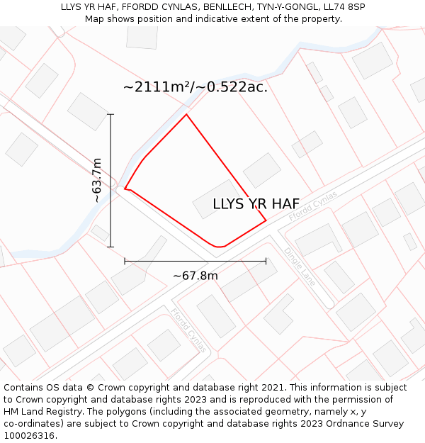 LLYS YR HAF, FFORDD CYNLAS, BENLLECH, TYN-Y-GONGL, LL74 8SP: Plot and title map