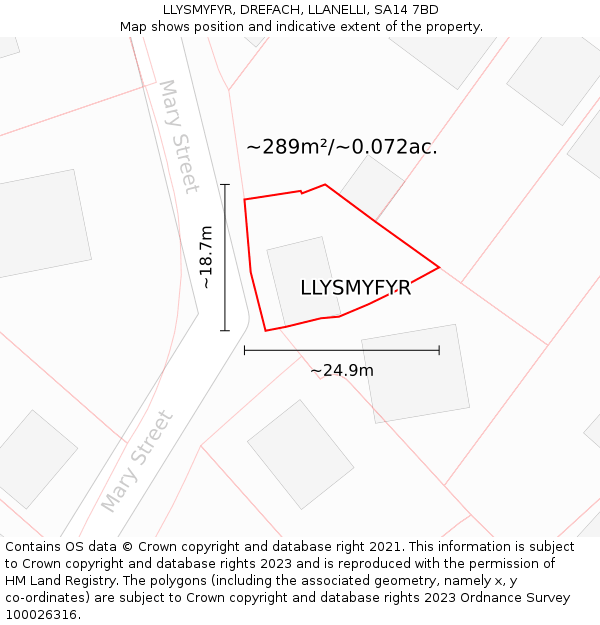 LLYSMYFYR, DREFACH, LLANELLI, SA14 7BD: Plot and title map