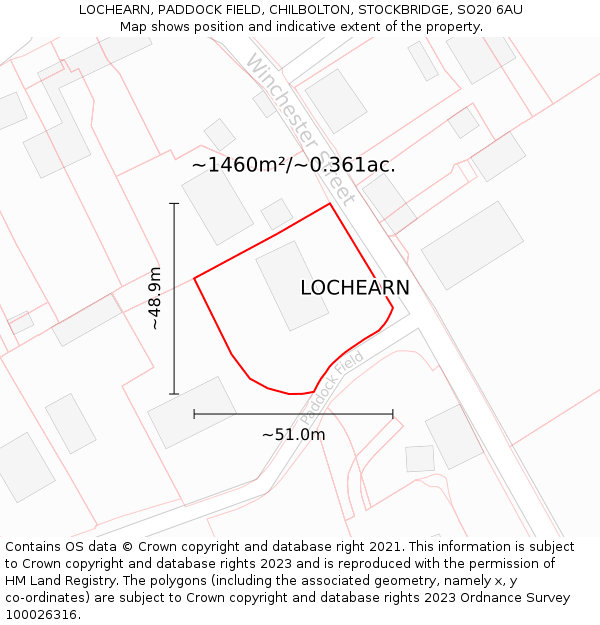 LOCHEARN, PADDOCK FIELD, CHILBOLTON, STOCKBRIDGE, SO20 6AU: Plot and title map