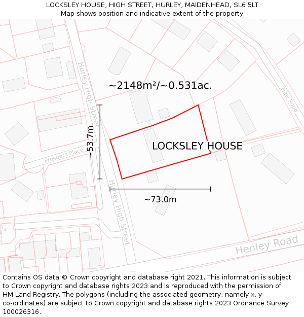 LOCKSLEY HOUSE, HIGH STREET, HURLEY, MAIDENHEAD, SL6 5LT: Plot and title map