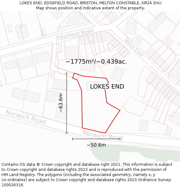 LOKES END, EDGEFIELD ROAD, BRISTON, MELTON CONSTABLE, NR24 2HU: Plot and title map