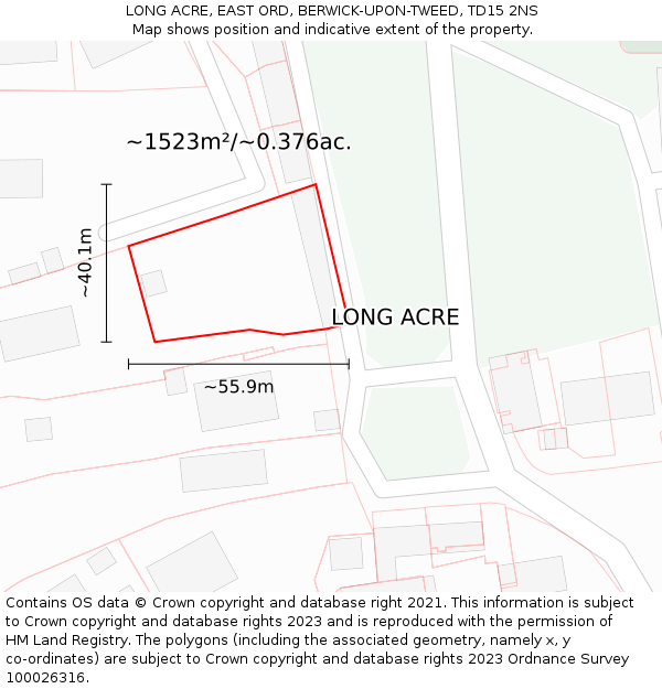 LONG ACRE, EAST ORD, BERWICK-UPON-TWEED, TD15 2NS: Plot and title map