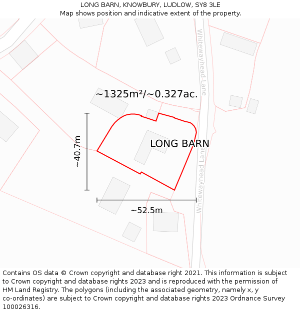 LONG BARN, KNOWBURY, LUDLOW, SY8 3LE: Plot and title map
