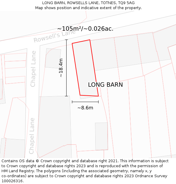 LONG BARN, ROWSELLS LANE, TOTNES, TQ9 5AG: Plot and title map