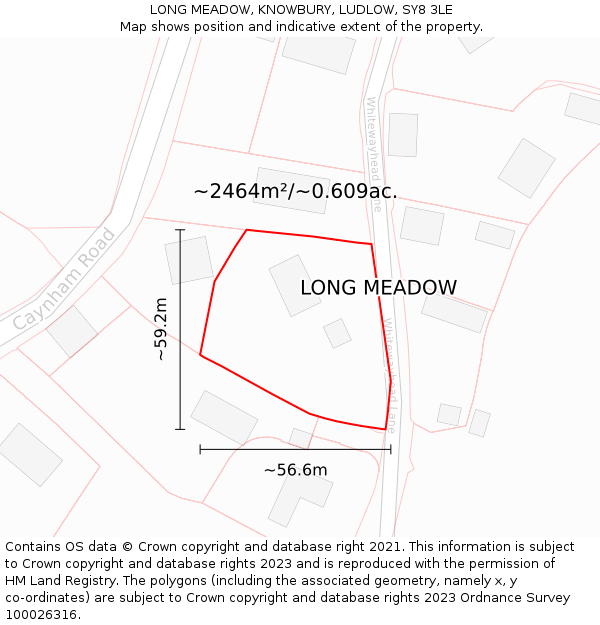 LONG MEADOW, KNOWBURY, LUDLOW, SY8 3LE: Plot and title map