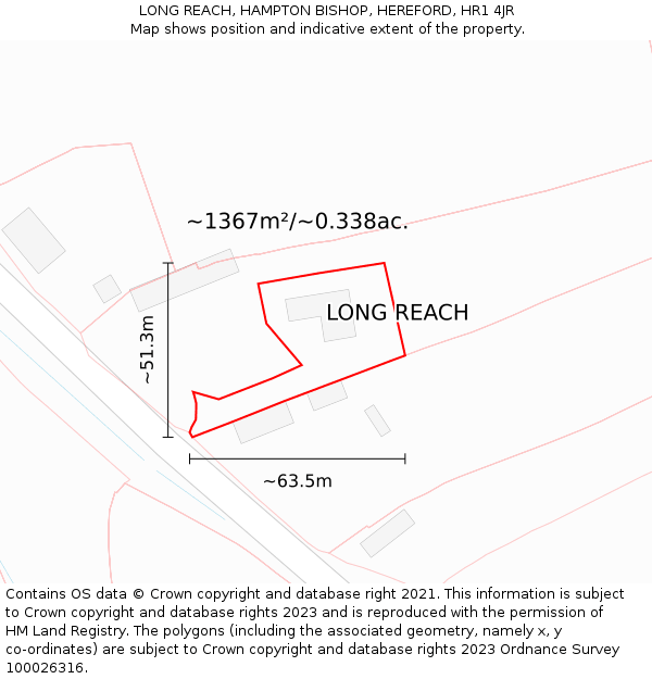 LONG REACH, HAMPTON BISHOP, HEREFORD, HR1 4JR: Plot and title map