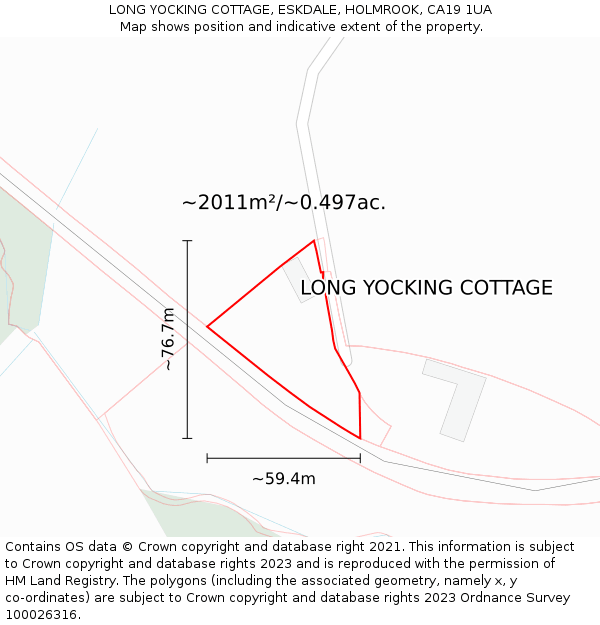 LONG YOCKING COTTAGE, ESKDALE, HOLMROOK, CA19 1UA: Plot and title map