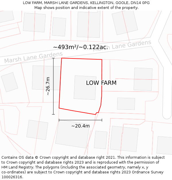 LOW FARM, MARSH LANE GARDENS, KELLINGTON, GOOLE, DN14 0PG: Plot and title map