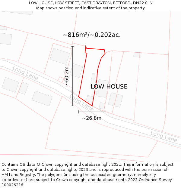 LOW HOUSE, LOW STREET, EAST DRAYTON, RETFORD, DN22 0LN: Plot and title map