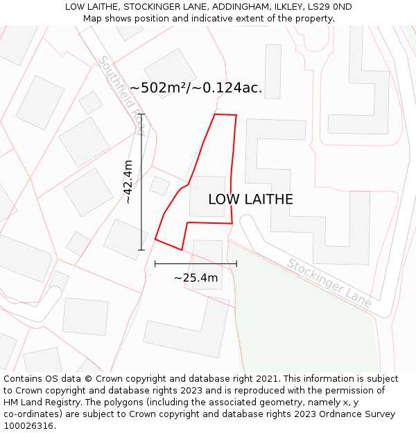 LOW LAITHE, STOCKINGER LANE, ADDINGHAM, ILKLEY, LS29 0ND: Plot and title map