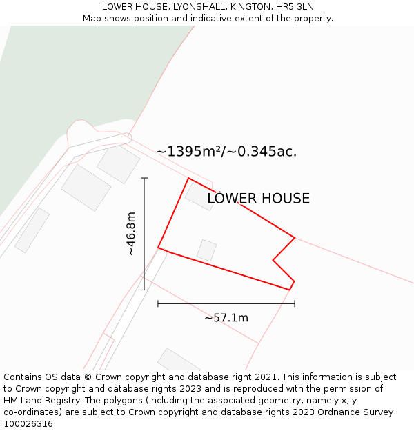 LOWER HOUSE, LYONSHALL, KINGTON, HR5 3LN: Plot and title map