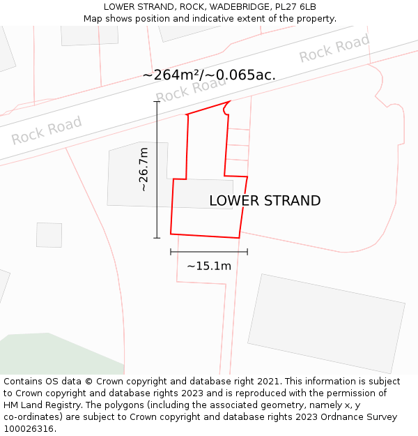 LOWER STRAND, ROCK, WADEBRIDGE, PL27 6LB: Plot and title map