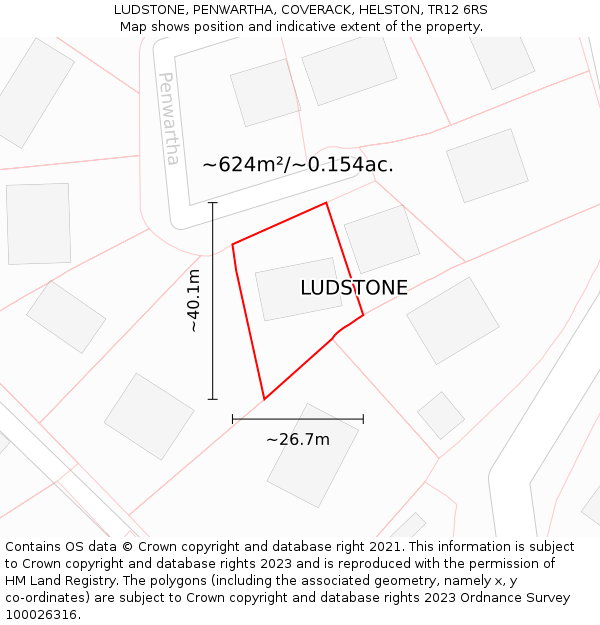 LUDSTONE, PENWARTHA, COVERACK, HELSTON, TR12 6RS: Plot and title map