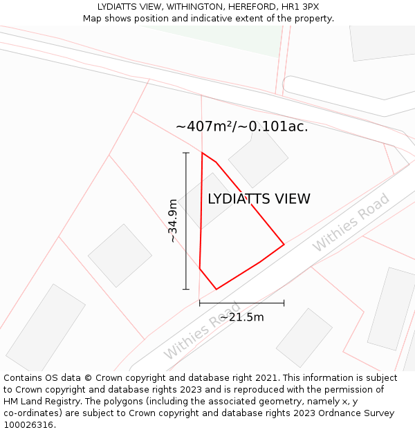 LYDIATTS VIEW, WITHINGTON, HEREFORD, HR1 3PX: Plot and title map