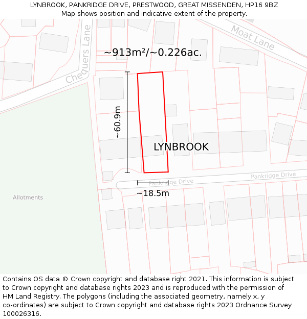 LYNBROOK, PANKRIDGE DRIVE, PRESTWOOD, GREAT MISSENDEN, HP16 9BZ: Plot and title map