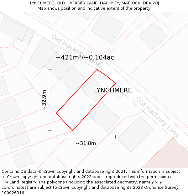 LYNCHMERE, OLD HACKNEY LANE, HACKNEY, MATLOCK, DE4 2QJ: Plot and title map