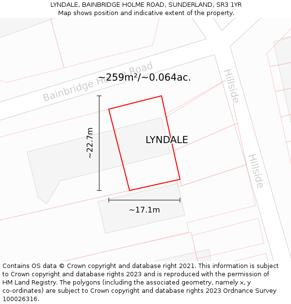 LYNDALE, BAINBRIDGE HOLME ROAD, SUNDERLAND, SR3 1YR: Plot and title map