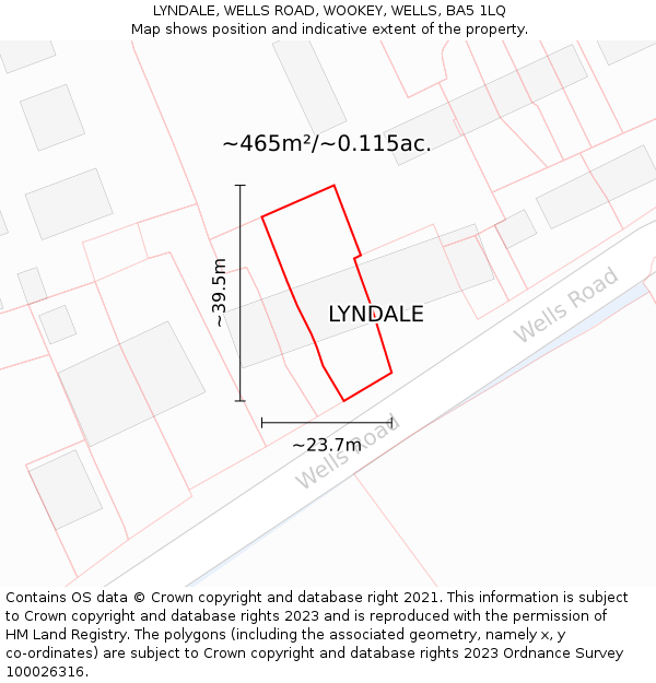 LYNDALE, WELLS ROAD, WOOKEY, WELLS, BA5 1LQ: Plot and title map