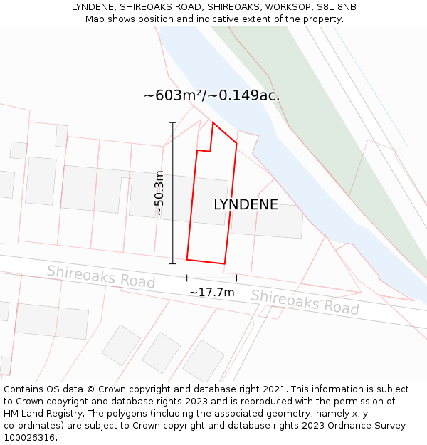 LYNDENE, SHIREOAKS ROAD, SHIREOAKS, WORKSOP, S81 8NB: Plot and title map