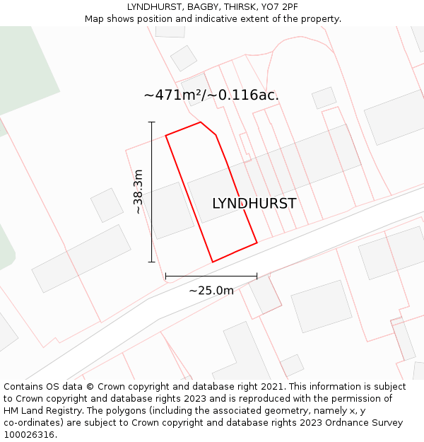 LYNDHURST, BAGBY, THIRSK, YO7 2PF: Plot and title map