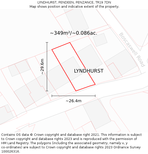 LYNDHURST, PENDEEN, PENZANCE, TR19 7DN: Plot and title map