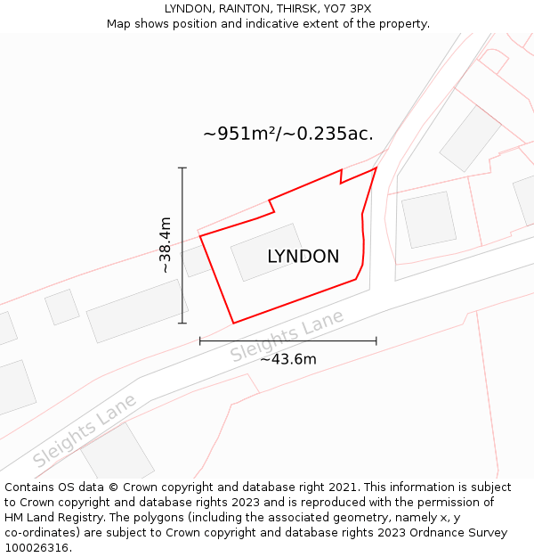 LYNDON, RAINTON, THIRSK, YO7 3PX: Plot and title map