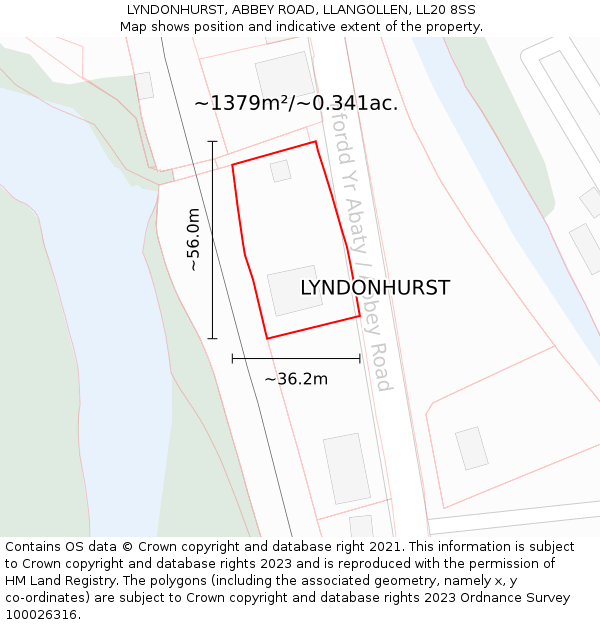 LYNDONHURST, ABBEY ROAD, LLANGOLLEN, LL20 8SS: Plot and title map