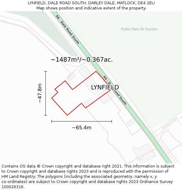 LYNFIELD, DALE ROAD SOUTH, DARLEY DALE, MATLOCK, DE4 2EU: Plot and title map