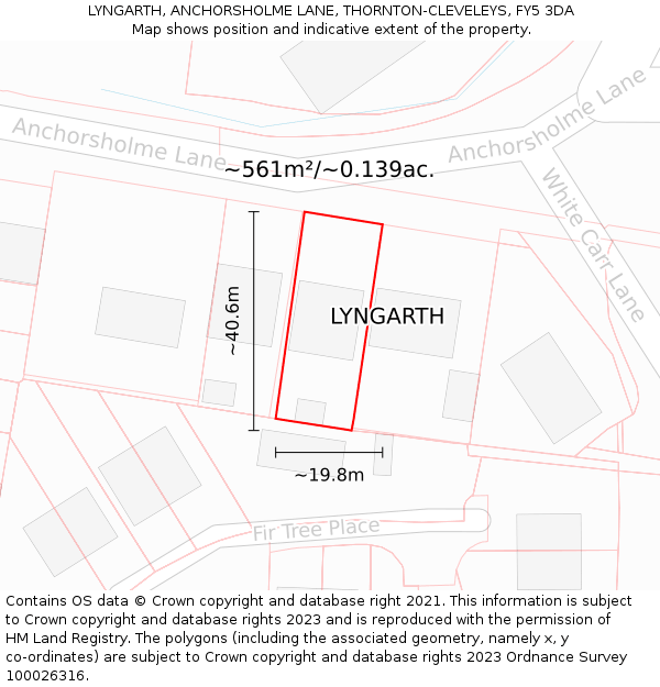 LYNGARTH, ANCHORSHOLME LANE, THORNTON-CLEVELEYS, FY5 3DA: Plot and title map