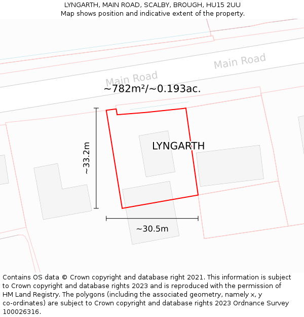 LYNGARTH, MAIN ROAD, SCALBY, BROUGH, HU15 2UU: Plot and title map