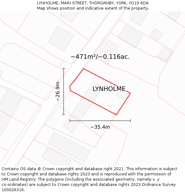 LYNHOLME, MAIN STREET, THORGANBY, YORK, YO19 6DA: Plot and title map