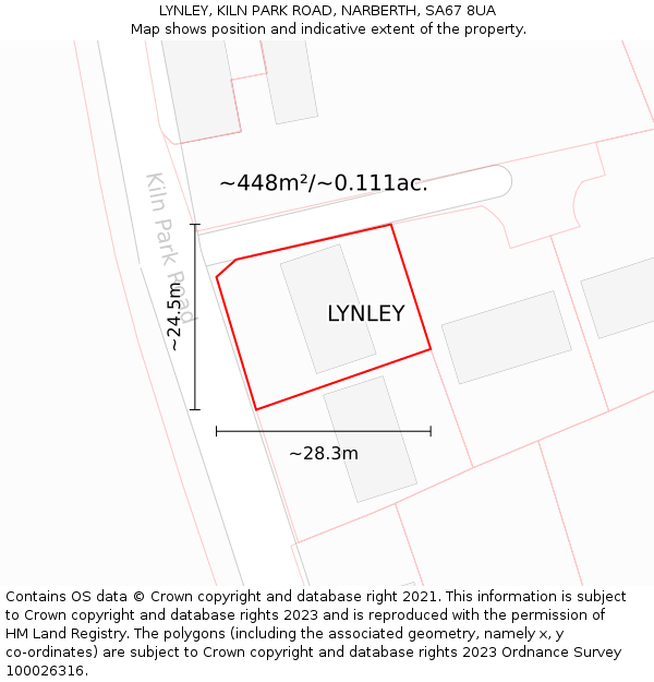 LYNLEY, KILN PARK ROAD, NARBERTH, SA67 8UA: Plot and title map