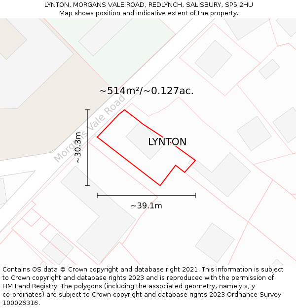 LYNTON, MORGANS VALE ROAD, REDLYNCH, SALISBURY, SP5 2HU: Plot and title map