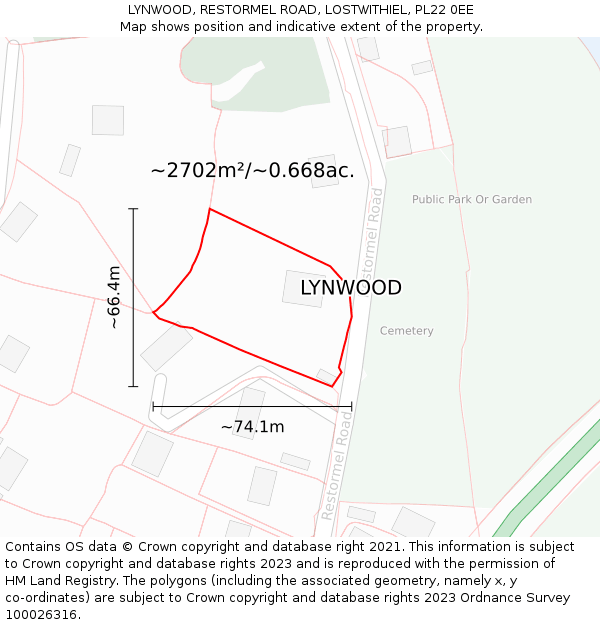 LYNWOOD, RESTORMEL ROAD, LOSTWITHIEL, PL22 0EE: Plot and title map