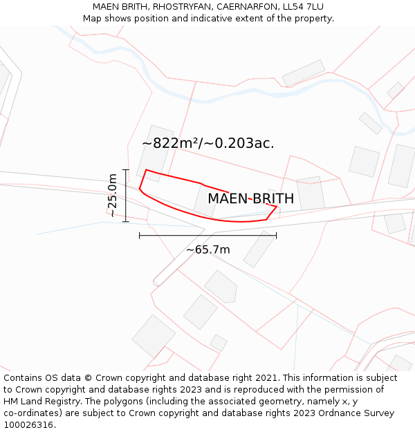 MAEN BRITH, RHOSTRYFAN, CAERNARFON, LL54 7LU: Plot and title map