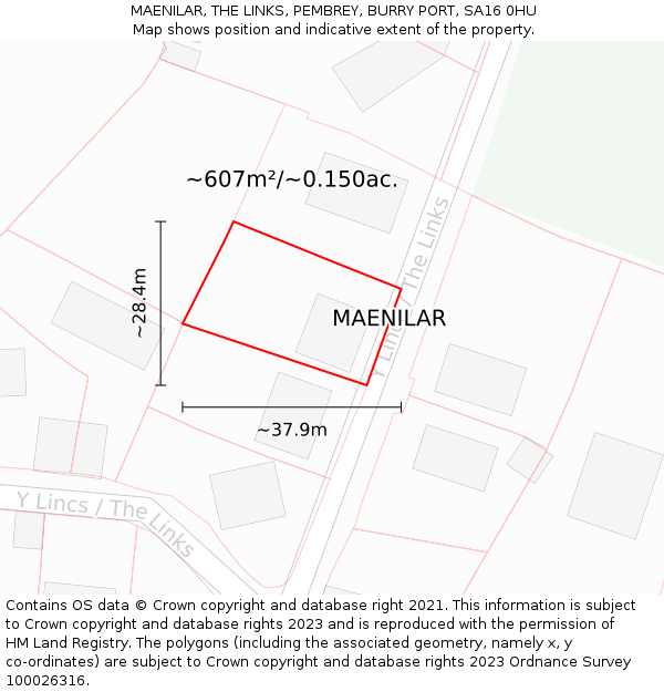 MAENILAR, THE LINKS, PEMBREY, BURRY PORT, SA16 0HU: Plot and title map