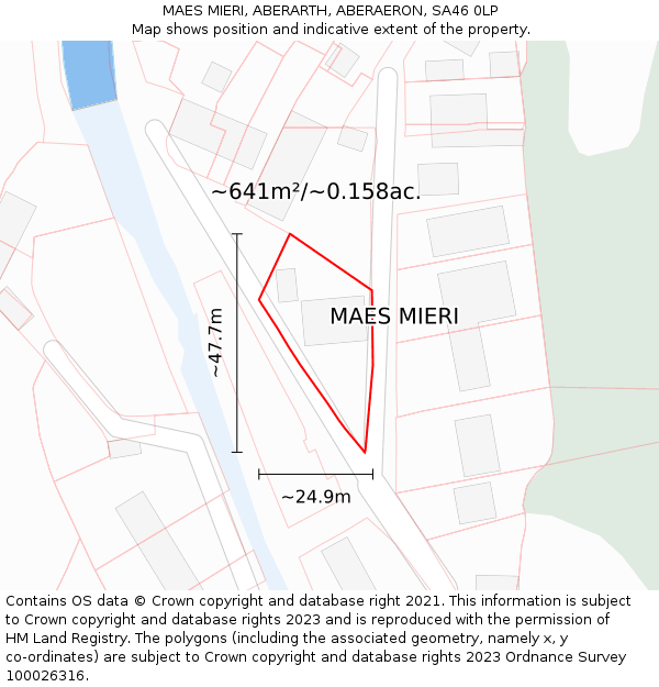 MAES MIERI, ABERARTH, ABERAERON, SA46 0LP: Plot and title map