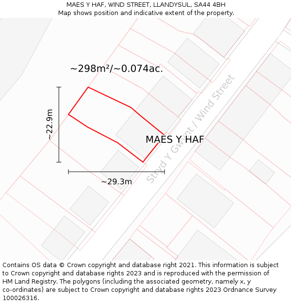 MAES Y HAF, WIND STREET, LLANDYSUL, SA44 4BH: Plot and title map